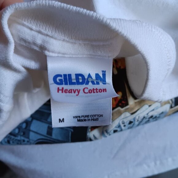 Vintage Y2K T-shirt Medium Hip Hop Gangsta Glitter No Mercy Glitter Gildan white - Picture 6 of 6